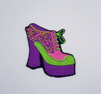 Retro Platform Shoes Iron on Embroidery.  So Cool!!! Great for Jeans for Jackets and Bags..5.00