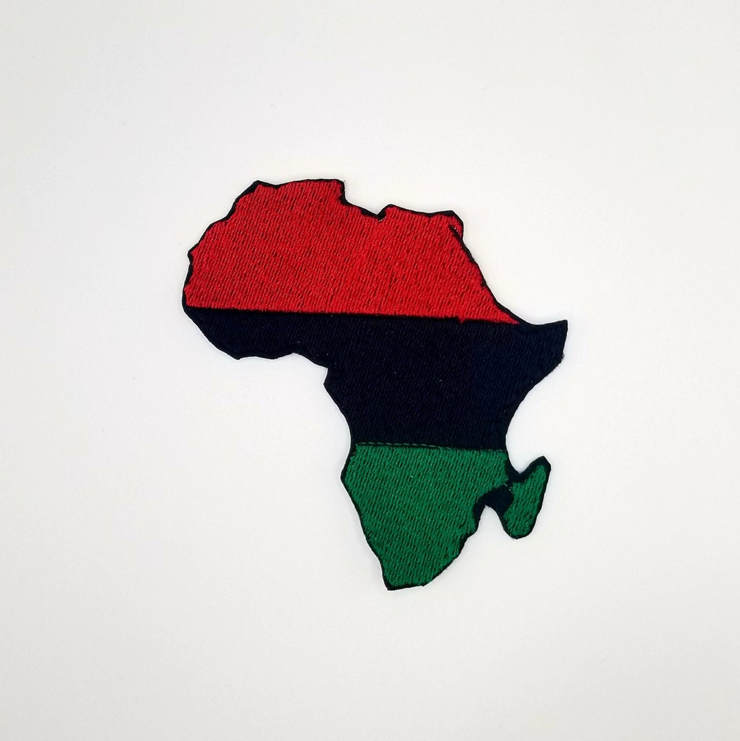 African Sew On Patch: Red Black Green Embroidery (3 5/8" x 3 7/8")