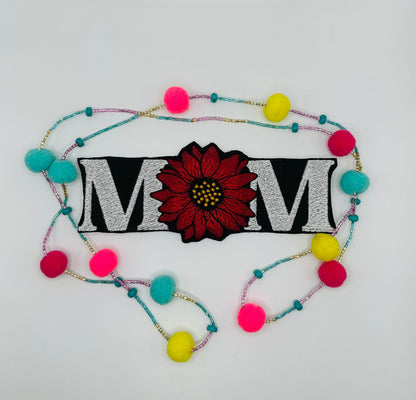 Mom Flower Embroidery Patch: Sew On Patch (6" x 2 1/4")