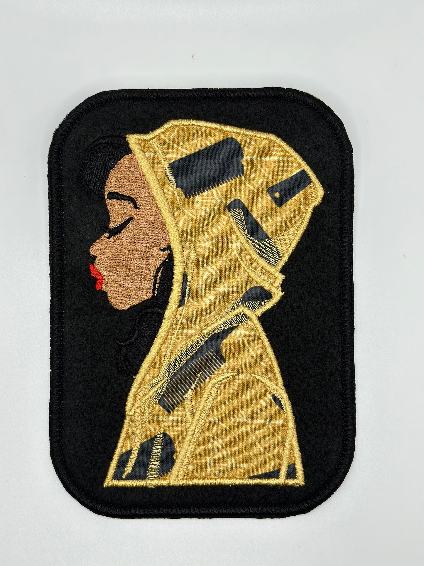 Black Girl Embroidery Applique Sew on patch with Iron on backing for placement. African Fabric in a  Satin Border. BGM patch   9.98