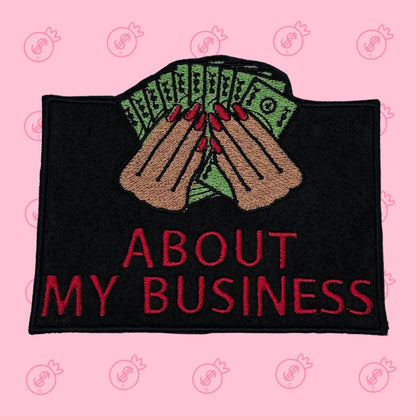 Woman Afro Embroidery patch. "About My Business. Use on Denim Jacket, Tote bag or Jeans. Positive Afro Woman Iron Patch.  11.37