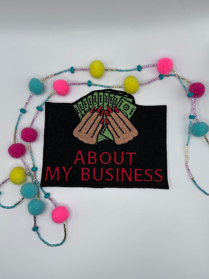 Woman Afro Embroidery patch. "About My Business. Use on Denim Jacket, Tote bag or Jeans. Positive Afro Woman Iron Patch.  11.37