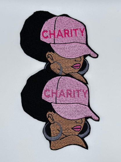 Afro Woman Sew-On Patch: 3D Black Woman in Ball Cap
