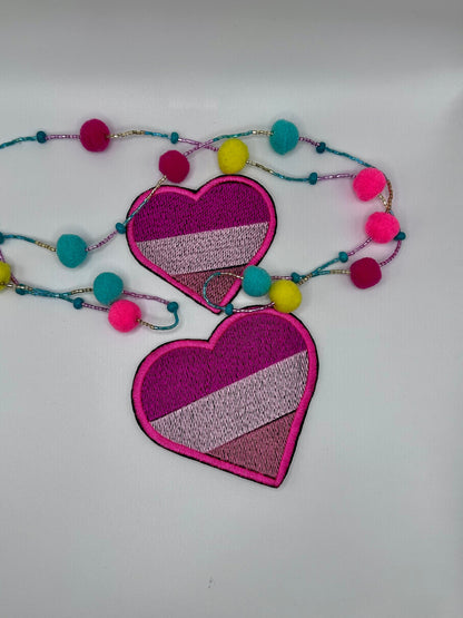 Small African Inspired Heart Patch: Sew-On Embroidery