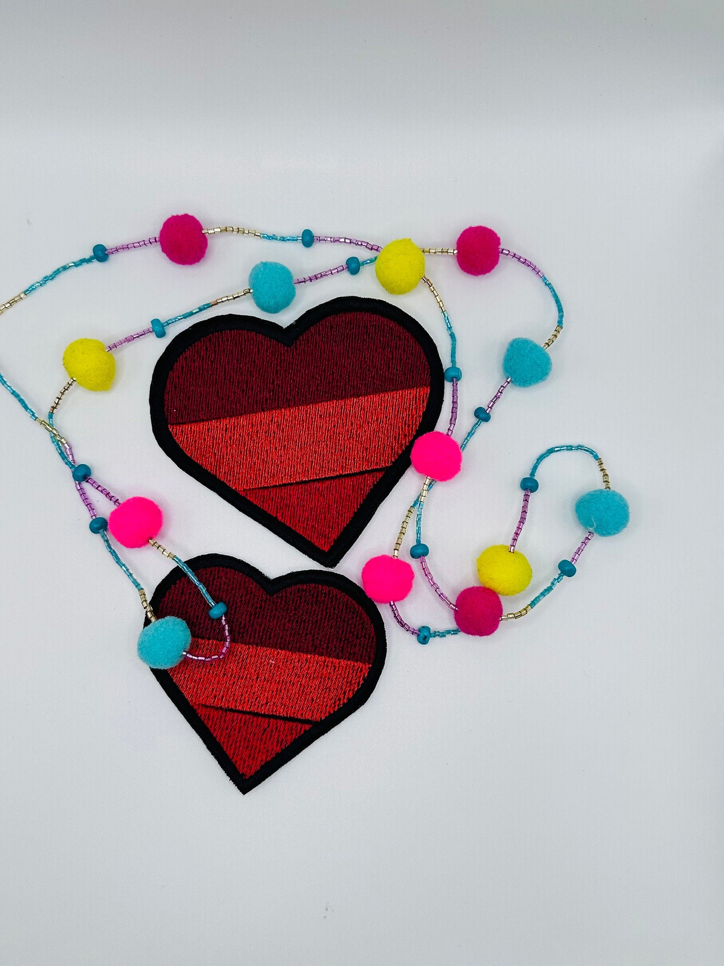 Small African Inspired Heart Patch: Sew-On Embroidery