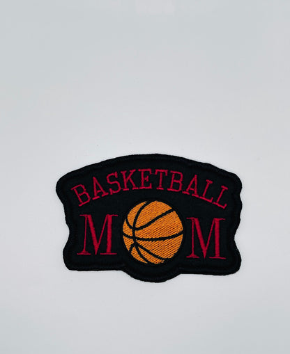 Basketball Mom Embroidery Patch, Sew On Sports Patch for Jackets, Bags & Hoodies, Red patch