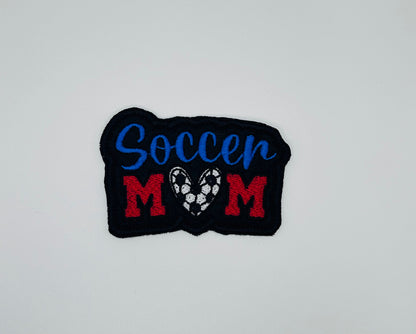 Soccer Mom Heart Ball Embroidery Patch: Sew-On Applique