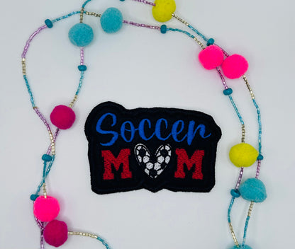 Soccer Mom Heart Ball Embroidery Patch: Sew-On Applique