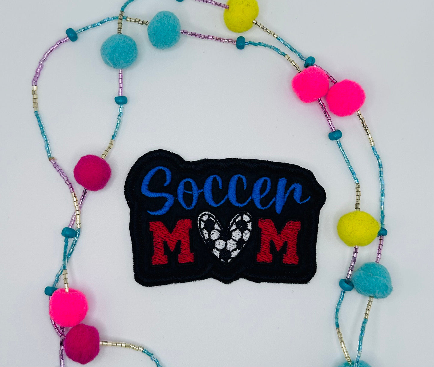 Soccer Mom Heart Ball Sew on Embroidery Patch. Great on tote bags and sport items.   6.33