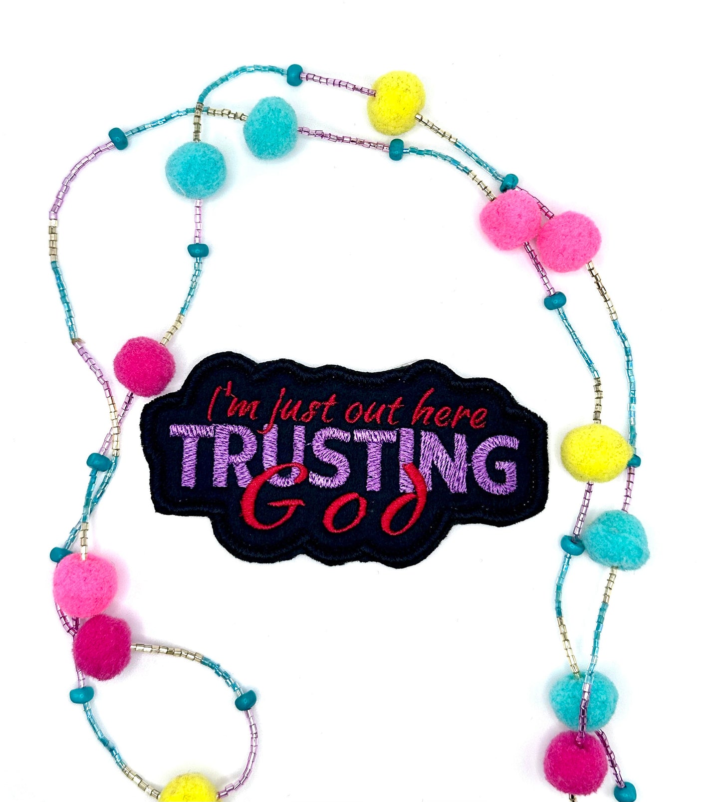 Trusting In God Sew On Embroidery Patch with adhesive backing. Christian Embroidery. Great on Bible Covers and tote bags items.   6.33