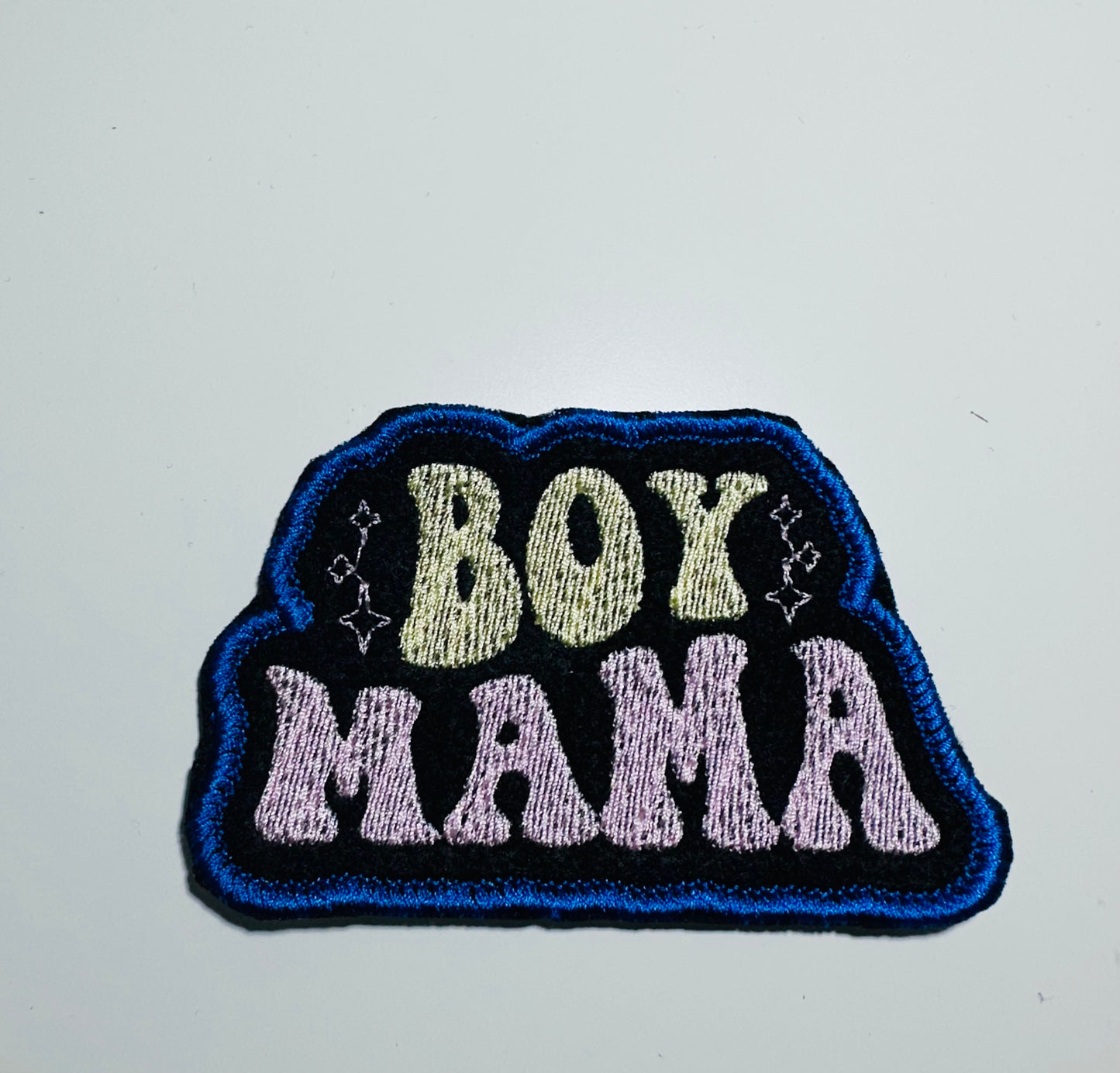 Boy Mama Embroidery Patch, Iron On Mom Patch Backpack and Tote Bag Ready, Cute Boy Mom Gift Applique for Jackets & Bags
