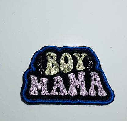 Boy Mama Embroidery Patch, Iron On Mom Patch Backpack and Tote Bag Ready, Cute Boy Mom Gift Applique for Jackets & Bags