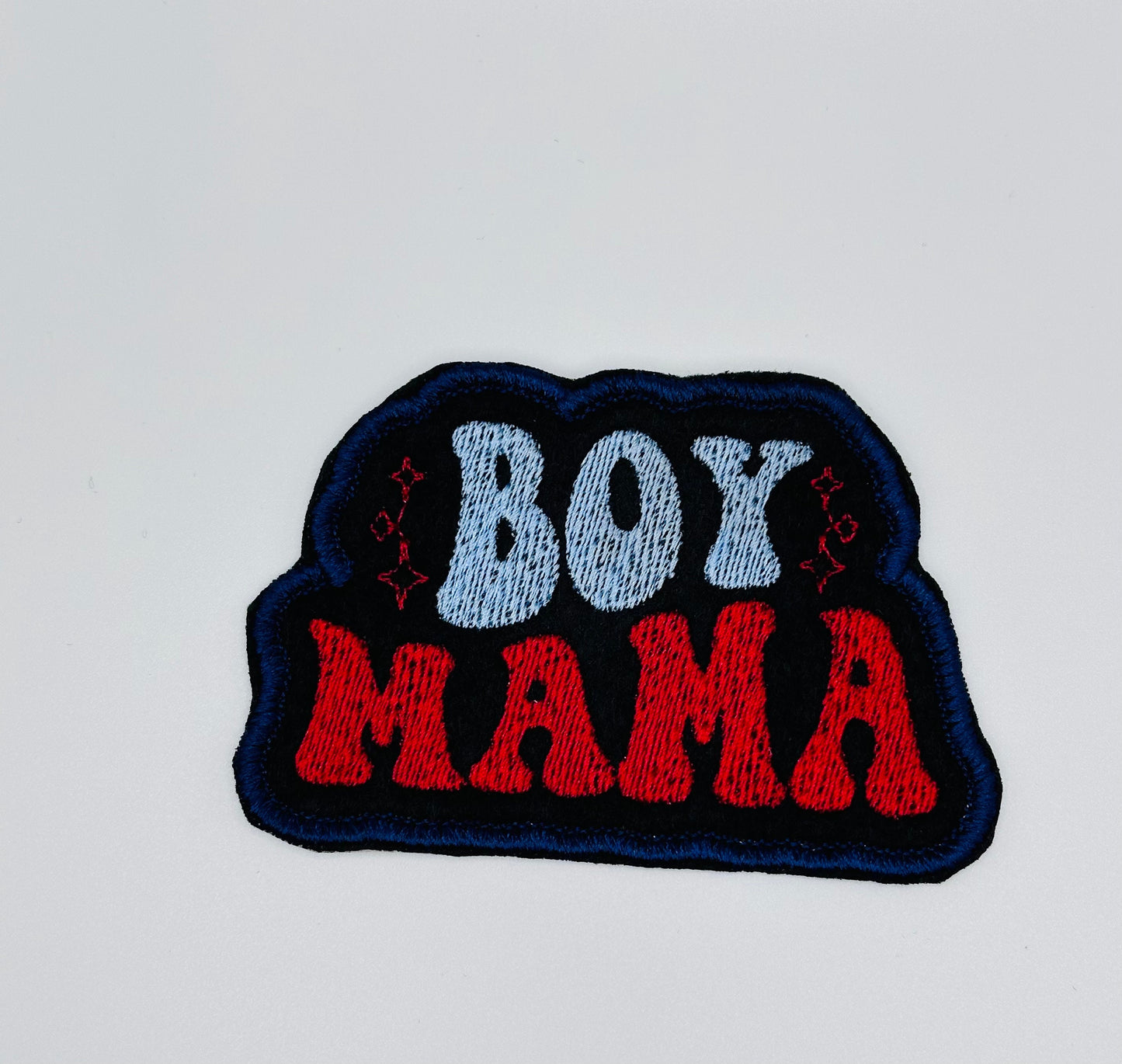 Boy Mama Embroidery Patch, Iron On Mom Patch Backpack and Tote Bag Ready, Cute Boy Mom Gift Applique for Jackets & Bags