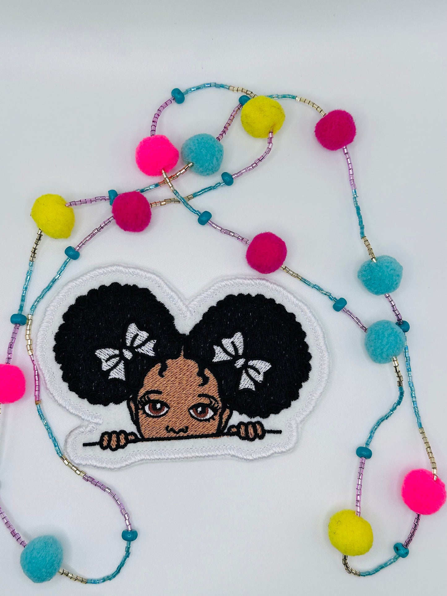 Black Girl Peeking Embroidery Patch, Sew On Patch with Iron-On Backing for Placement, Cute Little Black Girl Magic Handmade Patch
