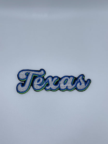 Texas Embroidery Sew On Patch with adhesive backing for placement. Pink and Blue designs 6.22
