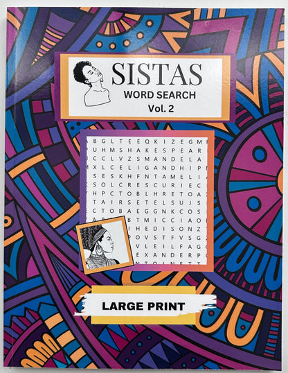 SISTAS Word Search Book LARGE PRINT for Adults and Teens. Free "Bonus Puzzles" and Coloring Book Pages. 9.99