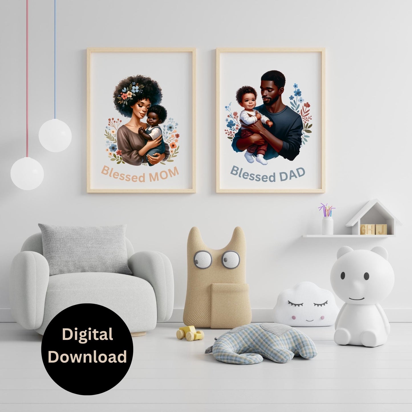 Blessed Mom and Dad Art Prints: Nursery Decor  5.00  (Digital Download)