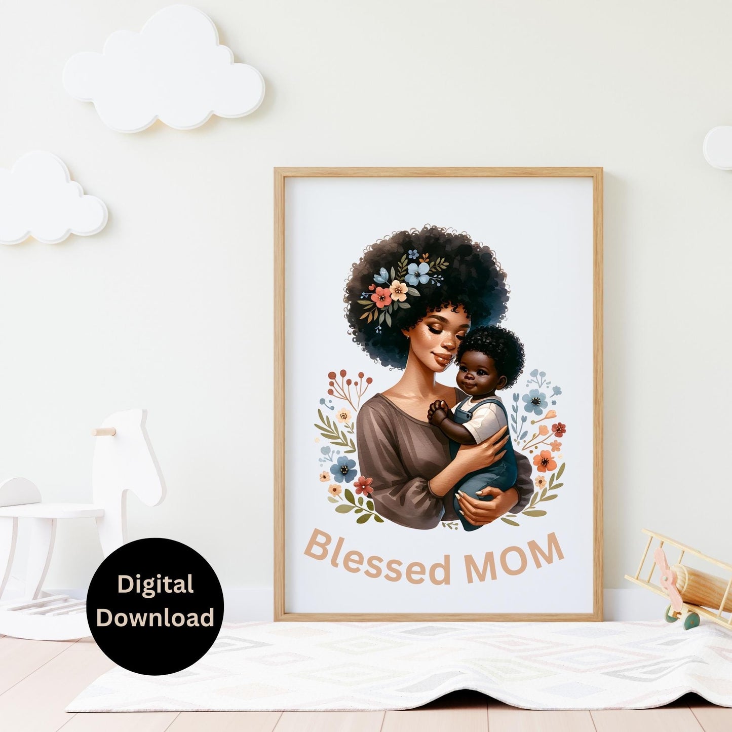 Black Mom and Dad Wall Art Set. Blessed Mom and Blessed Dad. Printable Art for Child's room or Nursery. Children wall art. 6.33