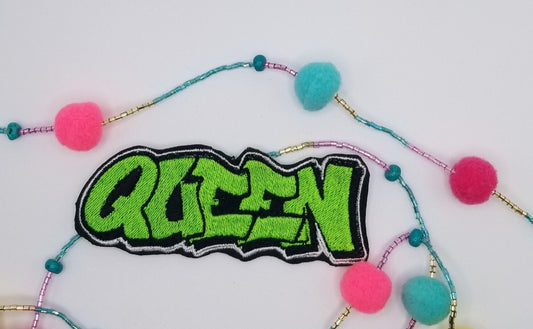 Queen Sew On Embroidery Patch for Jeans Jacket or Croc shoe Designs, Embroidered Patch, Black Queen Patch 5.00