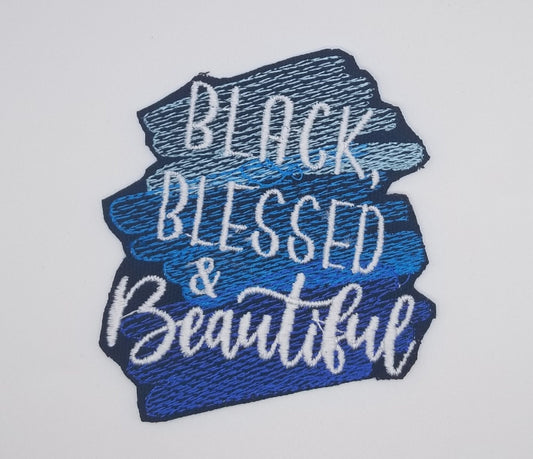 Black, Blessed, & Beautiful Sew On Embroidery Patch for Jeans, Jacket Designs, Faith based patch, Black Queen Patch  9.98