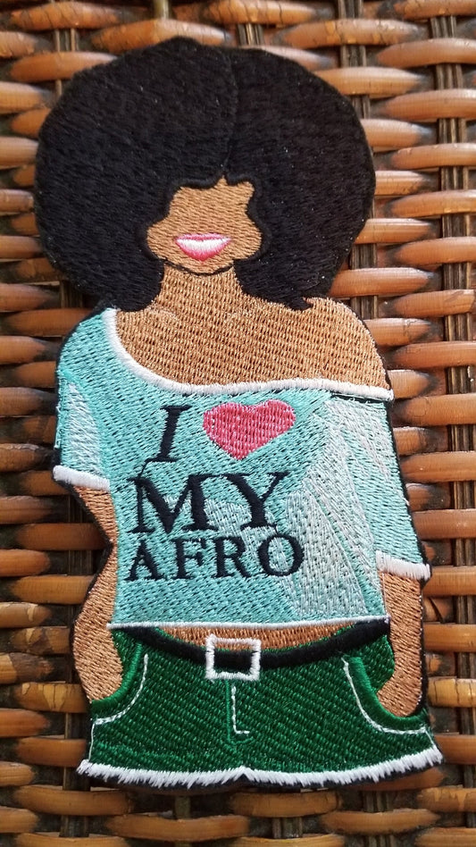 Love My Afro Woman SEW on Embroidery Patches gift,  Gifts for Ladies. Hand Made Patches, Gift's for Her, Birthday Gift. 8.00
