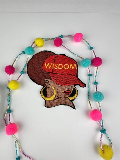 Afro Woman “WISDOM” Embroidery Patch, 3D Black Woman Patch with Reddish Brown Hair, Bright Sew On Patch for Jackets, Bags & Crocs