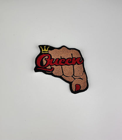 Queen Fist Embroidery Patch: Afro Woman Sew-On Applique (3" x 3")