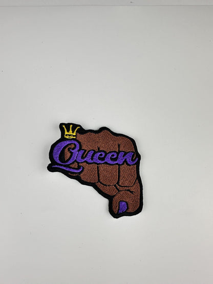 Queen Fist Embroidery Patch: Afro Woman Sew-On Applique (3" x 3")