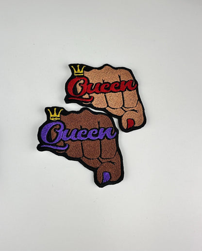 Queen Fist Embroidery Patch: Afro Woman Sew-On Applique (3" x 3")