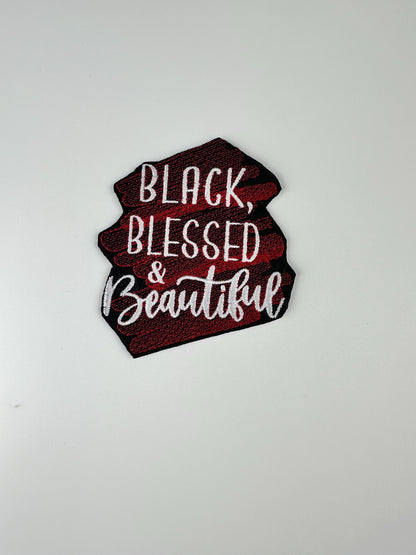 Black, Blessed, & Beautiful 'SOLIDS' Sew On Embroidery Patch for Jeans, Jacket Designs, Faith based patch, Black Queen Patch  9.98