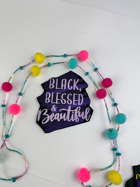 Black, Blessed, & Beautiful 'SOLIDS' Sew On Embroidery Patch for Jeans, Jacket Designs, Faith based patch, Black Queen Patch  9.98