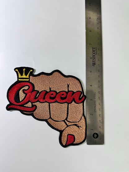 Black Woman 5 Patch QUEEN BUNDLE Embroidery patches...hearts, Queen Fist, Money hand, Love heart, and Dog Heart.  **Free Shipping