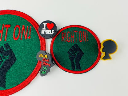 Right On Fist Embroidery Patch Set of 2. Blast from the Past, for Denim Jackets, Pants bags  "For Patches Only" 15.00