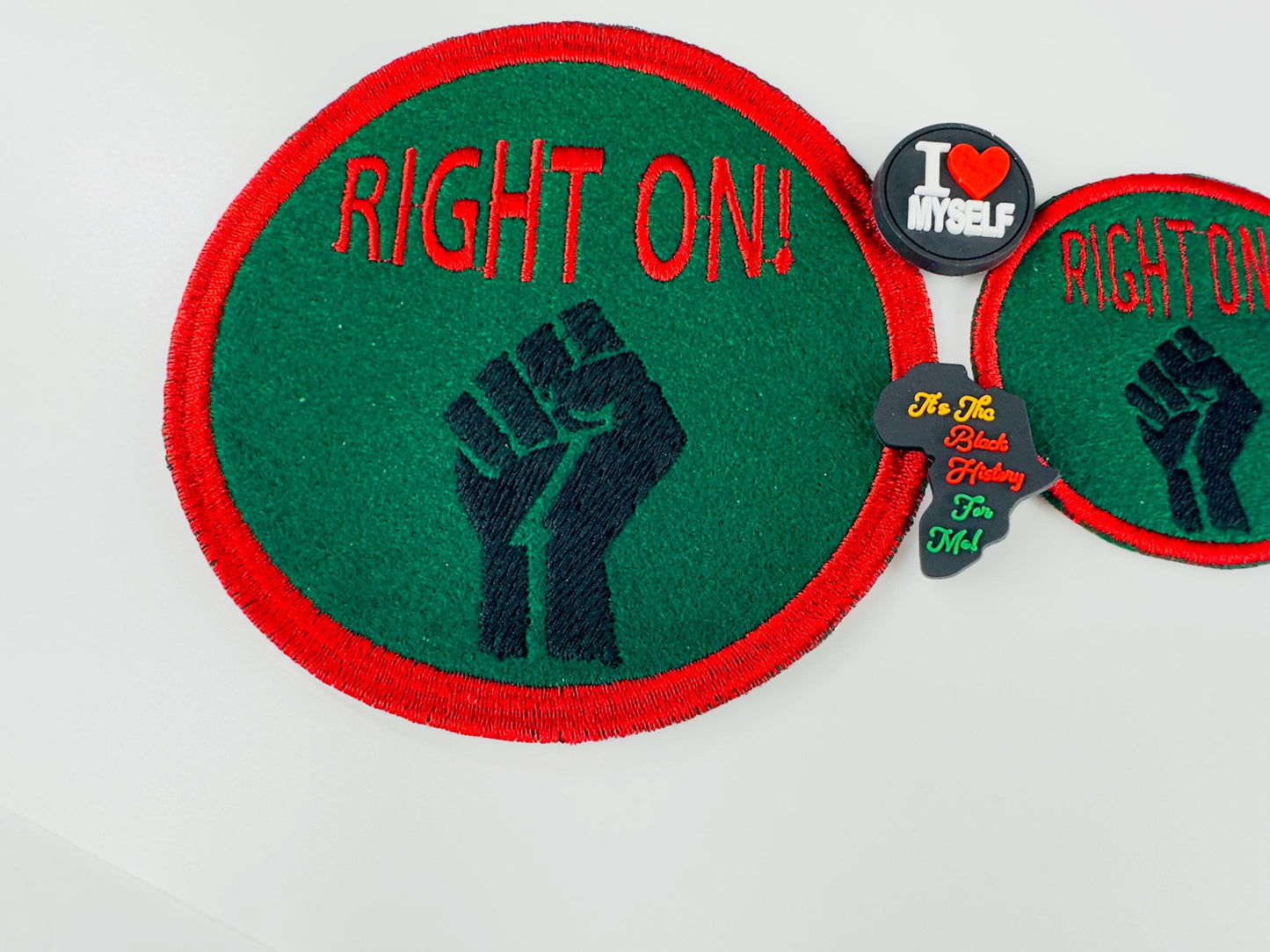 Right On Fist Embroidery Patch Set of 2. Blast from the Past, for Denim Jackets, Pants bags  "For Patches Only" 15.00