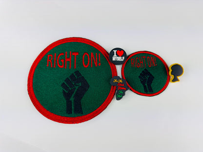 Right On Fist Embroidery Patch Set of 2. Blast from the Past, for Denim Jackets, Pants bags  "For Patches Only" 15.00
