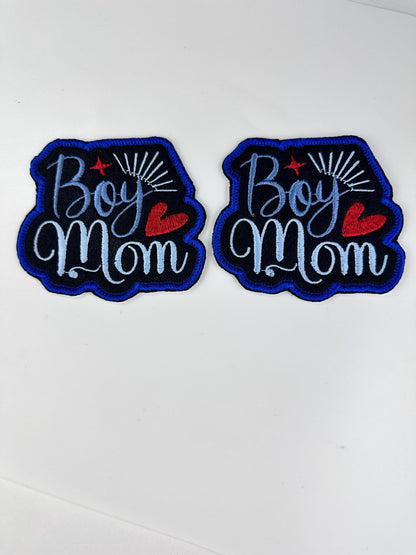 Boy Mama Embroidery Patch, Sew On Patch with Adhesive Backing for Placement, Boy Mom Patch for Backpacks, Tote Bags & Jackets