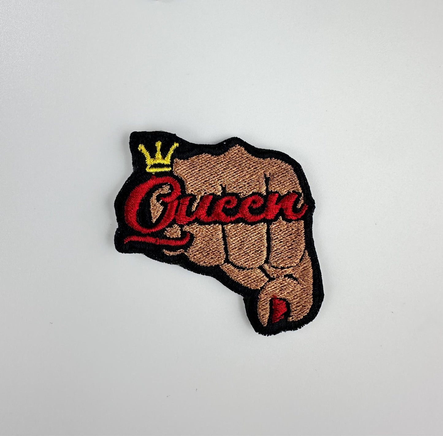 Queen Fist Mini Embroidery Patch, 2" Sew-On Patch with Adhesive Backing, Black Queen Patch for Crocs, Jeans, Jackets, Bags & Hats