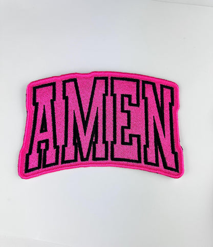 AMEN Embroidery Patch, Large 6.5 Inch Christian Iron On (for Placement) Sew On Patch, Faith Statement Applique for Jackets, Bags & Hoodies