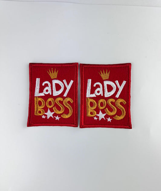 Afro Woman Lady Boss Embroidery Patch, Red White and Gold Black Woman, Boss Babe Sew On for Jackets, Bags & Hats
