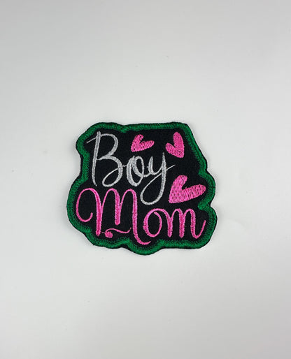 Boy Mama Sew Embroidery patch with adhesive backing for placement. Mom patch, Boy Gift, Backpack and Tote bag Ready Perfect Size 7.98