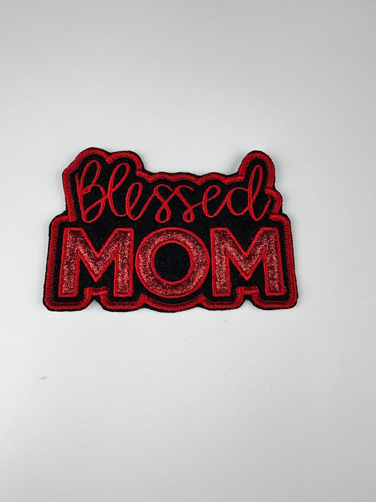 Blessed Mom Sew on Embroidery patch with adhesive backing for placement. Glitter Mom 8.99