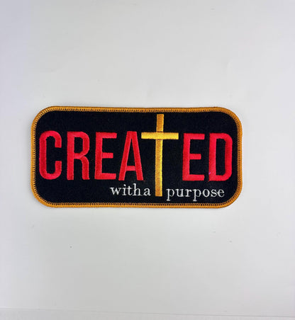 Created With a Purpose Patch, Christian Affirmation Iron On Embroidery Patch, Inspirational Faith for Jackets, Bags & Bible Covers