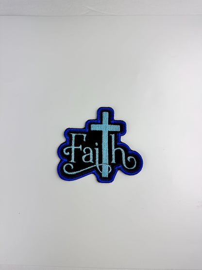 Faith Embroidery patch. Patch is Sew on with iron on adhesive for placement. Christian patch 8.50