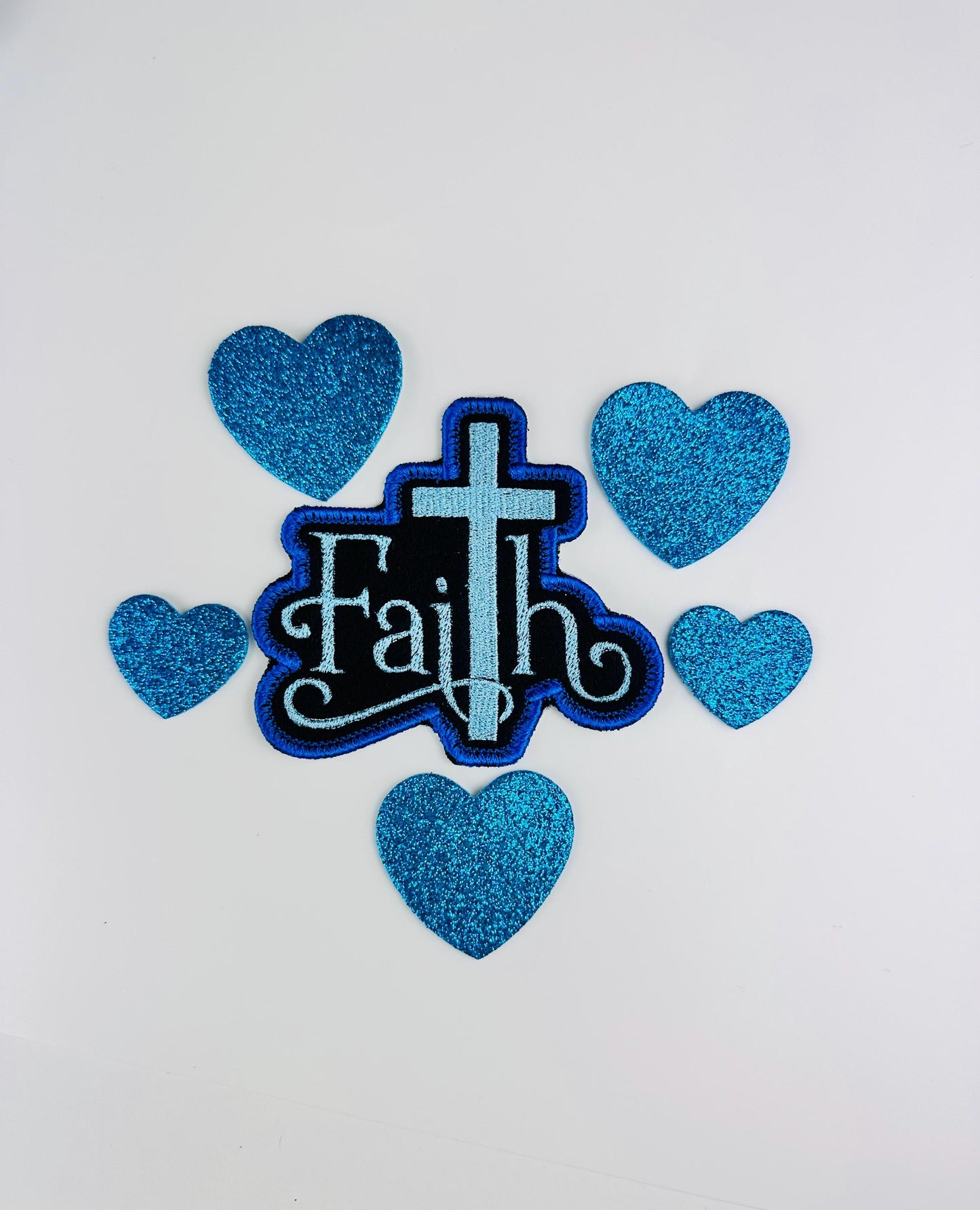 Faith Embroidery patch. Patch is Sew on with iron on adhesive for placement. Christian patch 8.50