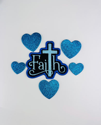 Faith Embroidery patch. Patch is Sew on with iron on adhesive for placement. Christian patch 8.50
