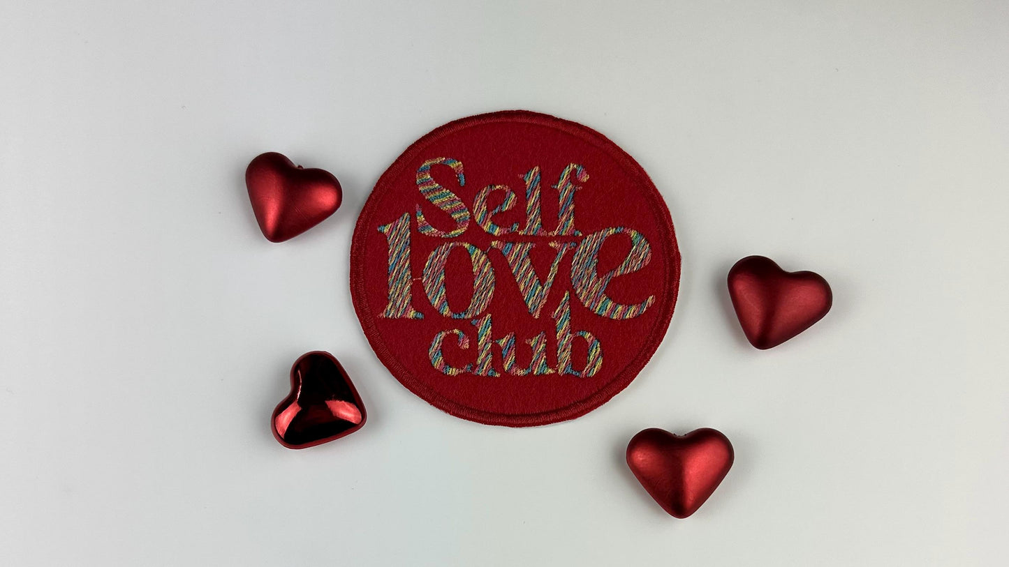 Self Love Club Embroidery Patch | Sew-On Patch with Iron-On Adhesive for Placement | Self Care & Confidence Patch