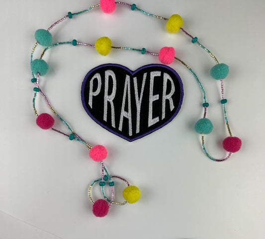 Prayer in a Purple Heart Embroidery Patch, Sew On with Iron On Adhesive for Placement, Faith Patch for Jackets, Bags & Bible Covers