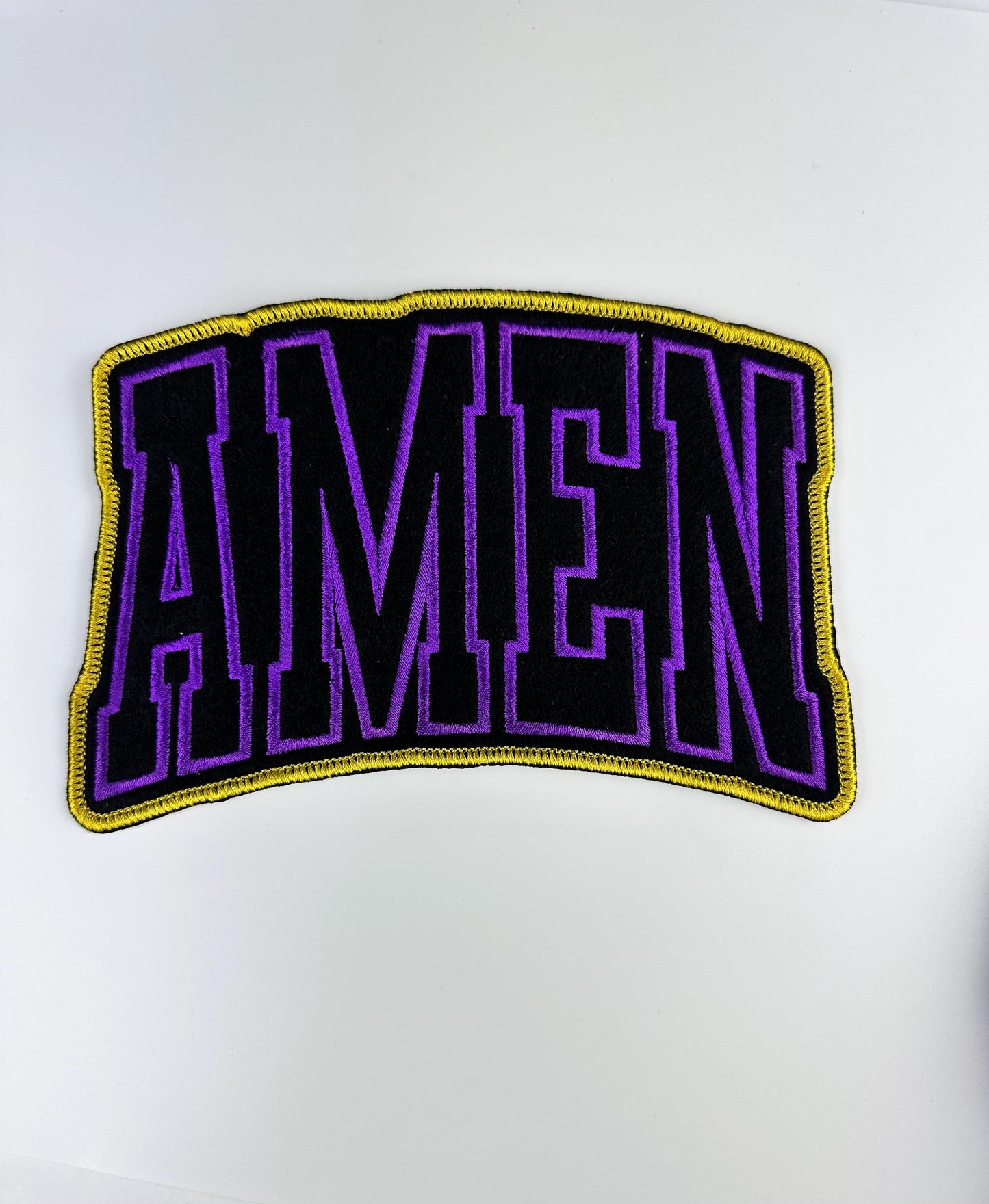 AMEN Embroidery Patch, Large 6.5 Inch Christian Iron On (for Placement) Sew On Patch, Faith Statement Applique for Jackets, Bags & Hoodies