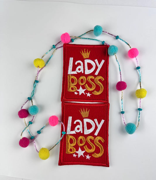 Lady Boss Embroidery Sew On Patch. Red, White and Gold patch. Boss Lady Patch. Satin Border. Queen Boss    8.57