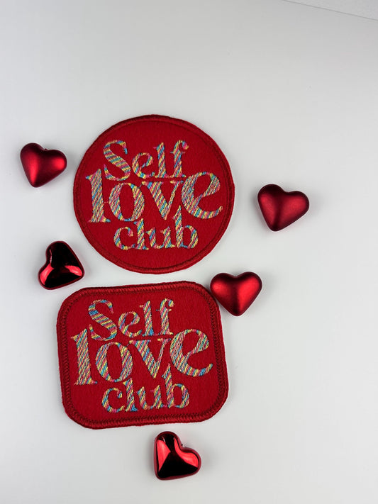 Self Love Club Embroidery Patch | Sew-On Patch with Iron-On Adhesive for Placement | Self Care & Confidence Patch